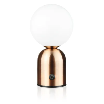 Elegancka lampa stołowa z regulacją barwy oraz mocy świecenia | Dotykowa lampka nocna z wbudowanym akumulatorem | YG-D031-COPPER
