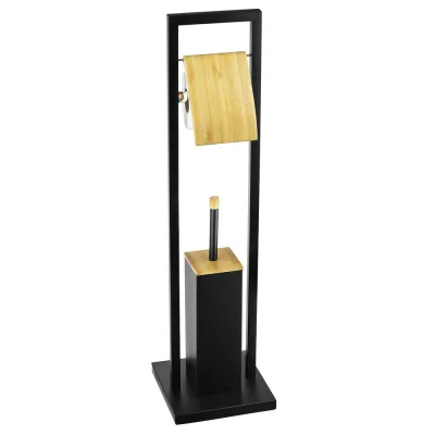 Zestaw łazienkowy 2 w 1 | Szczotka do WC z uchwytem na papier toaletowy | Stojak na papier | GY-TB018-BLACK