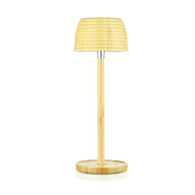 Bambusowa lampka stołowa LED z dotykową regulacją barwy | Bezprzewodowa lampka nocna w wbudowanym akumulatorem 1500 mAh, USB-C | YG-VM41B