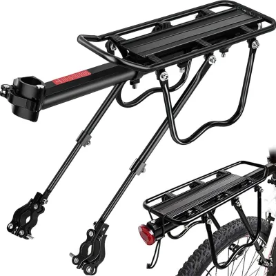 Uniwersalny regulowany bagażnik rowerowy aluminiowy na sztycę 24–29 cali, do 50 kg | Wytrzymały bagażnik rowerowy tylny |671-09-C