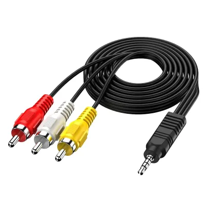 Kabel audio-video mini jack 3,5 mm TRRS | 3× RCA 1,5 m – przewód AV do TV, projektora, kina domowego | AV-C1.5M-B