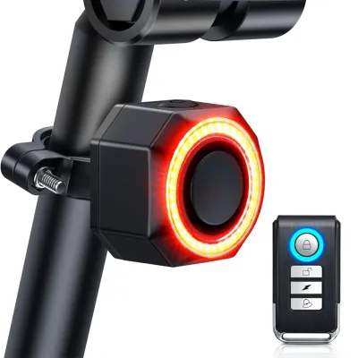 Inteligentna tylna lampka rowerowa z alarmem | Alarm rowerowy 4w1 LED | Światło hamowania z klaksonem 110 db | BBL-A6