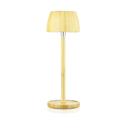 Bambusowa lampka stołowa LED z dotykową regulacją barwy | Bezprzewodowa lampka nocna w wbudowanym akumulatorem 1500 mAh, USB-C | YG-VM41A