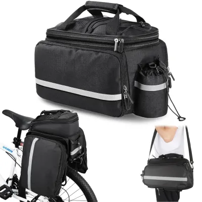 Wodoodporna sakwa rowerowa na bagażnik 27L | Torba rowerowa z pokrowcem przeciwdeszczowym i odblaskami | Wytrzymała torba rowerowa 3w1 | ZTB-670