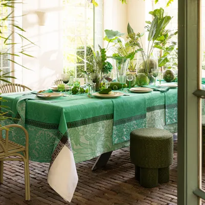 Obrus lniany Le Jacquard Français Escapade Tropicale Caméléon