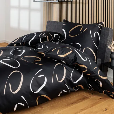 Pościel satyna bawełniana Janine JD 87102-08 Schwarz-Beige