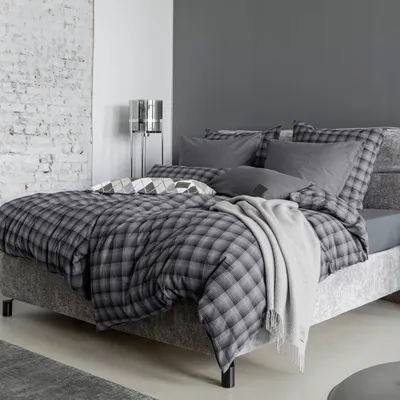 Pościel flanelowa JOOP! Soft Checks 45000-09 Anthrazite