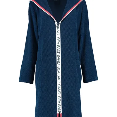 Szlafrok damski zapinany na zamek Cawö 3101-133 Navy XS-XL