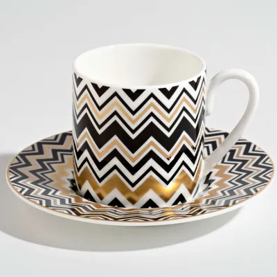 Filiżanka do kawy Missoni Zig Zag Gold, zestaw 2 szt. Luxury Box