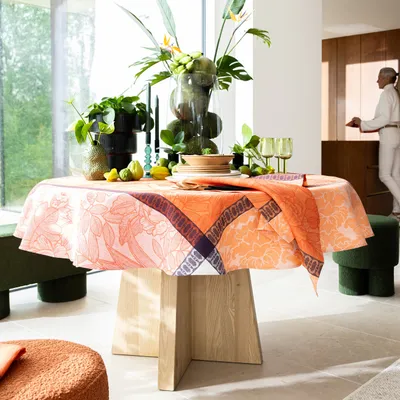 Obrus lniany Le Jacquard Français Escapade Tropicale Goyave