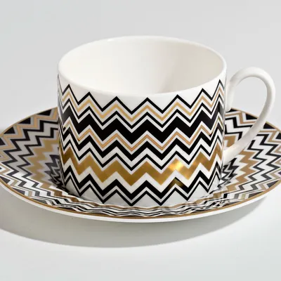 Filiżanka do herbaty Missoni Zig Zag Gold, zestaw 2 szt. Luxury Box