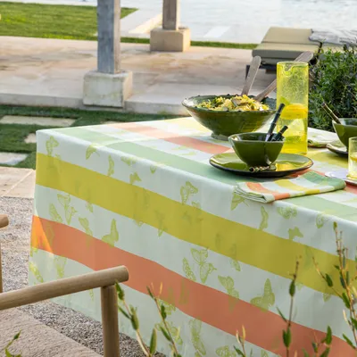 Obrus bawełniany Le Jacquard Français Bal Des Papillons Citrus
