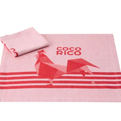 Serwetki bawełniane Le Jacquard Français Coco-Rico Rouge 2 szt.