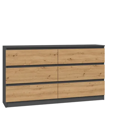 Komoda z 6 szufladami duża Malwa M6/140 ANTRACYT ARTISAN