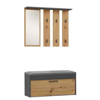 Garderoba wieszak, lustro, szafka na buty Parma PARMA ANTRACYT ARTISAN