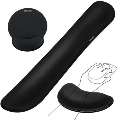 Zestaw ergonomicznych żelowych podkładek Strado - 3 sztuki (Czarny)