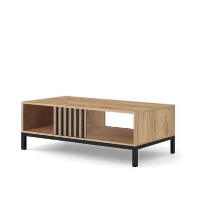 LAMINO LAW-1 ława dąb craft/czarny nowoczesna skandynawska lamele