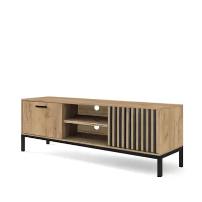 LAMINO RTV-1 stolik szafka RTV dąb craft/czarny skandynawski lamele