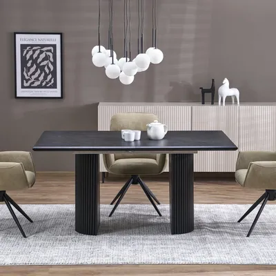 BOLERO stół rozkładany 160-250x90x78 cm dąb naturalny/czarny, 6-10 osobowy