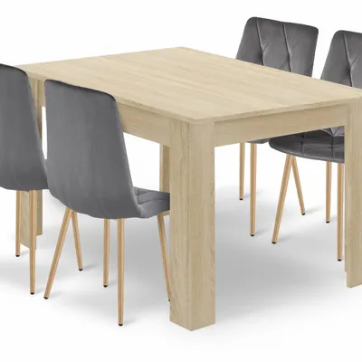 Zestaw stół NP 120x80 Dąb Sonoma + 4 krzesła LIBRA szare