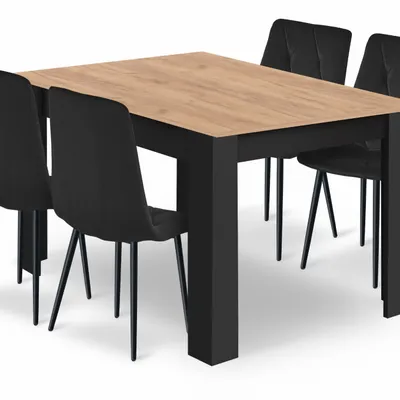 Zestaw stół NP 120x80 Craft Czarny + 4 krzesła LIBRA czarne