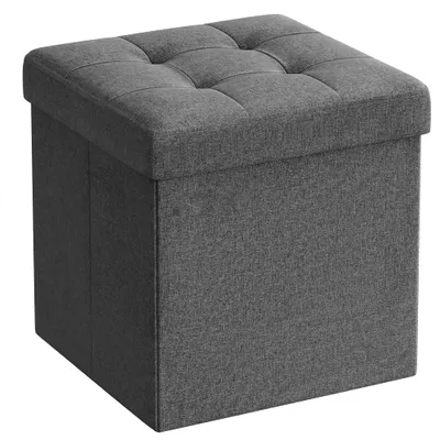 Pufa, ciemno-szara, podnóżek, schowek - LSF028G01