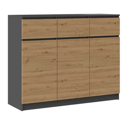 Komoda z szafkami i szufladami Malwa 3D3S ANTRACYT ARTISAN