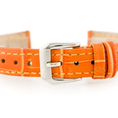 Pasek skórzany do zegarka w64 - pomarańczowy 12mm