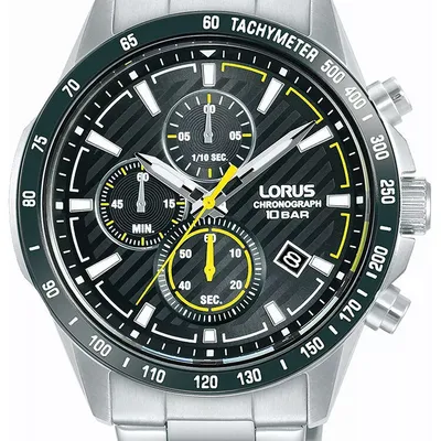 Zegarek męski Lorus chronograph 45 mm rm397hx9 + box