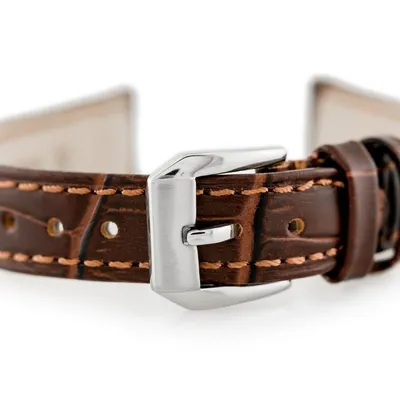 Pasek skórzany do zegarka w64 - ciemny brąz - 14mm
