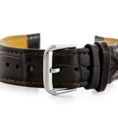 Pasek skórzany do zegarka w102l ciemny brąz - 20mm