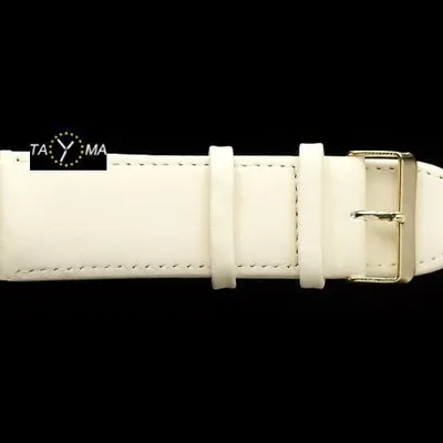 Pasek skórzany do zegarka - beżowy/złoty - 24mm