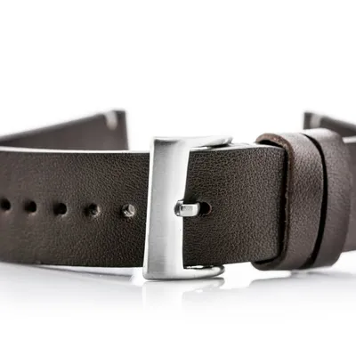 Pasek skórzany do zegarka w118 - ciemny brąz - 22mm