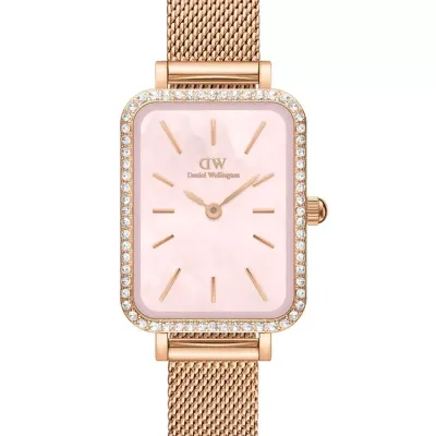 Zegarek damski Daniel Wellington quadro lumine bezel melrose pink dw00100669 + box (zw519j)