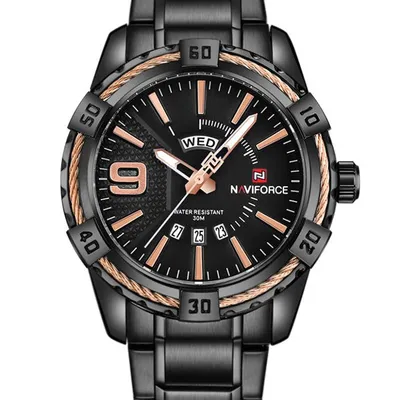 Zegarek męski Naviforce - nf9117 (zn059c) - black/rosegold + box
