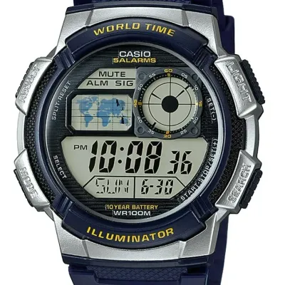 Zegarek męski Casio ae-1000w 2av (zd073e) - world time + box
