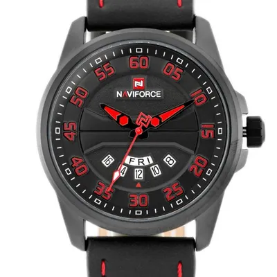 Zegarek męski Naviforce - nf9124 (zn055e) + box - black/red