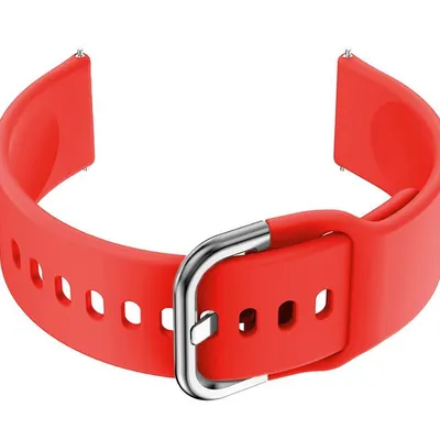 Pasek gumowy do smartwatch u01 - czerwony/srebrny - 18mm