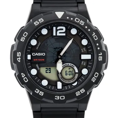 Zegarek męski Casio aeq-100w 1av (zd070a) - world time + box