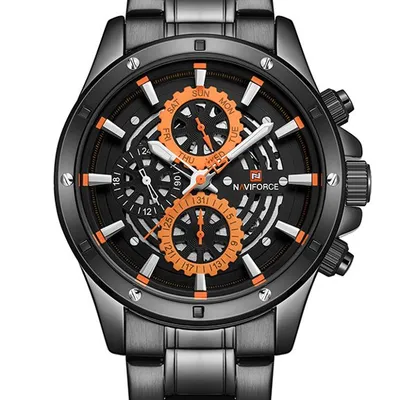 Zegarek męski Naviforce - nf9149 (zn090a) black / orange + box