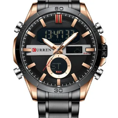 Zegarek męski Curren 8384 (zc023c) - dual time + box