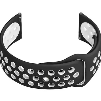 Pasek gumowy do smartwatch u11 - czarny/biały - 22mm