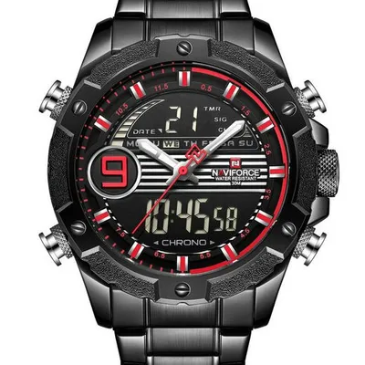 Zegarek męski Naviforce - nf9146s (zn089b) - black/red + box