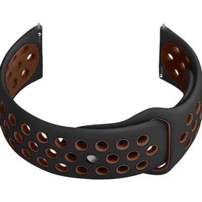 Pasek gumowy do smartwatch u11 - czarny/brązowy - 20mm