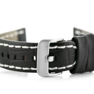 Pasek skórzany do zegarka w49 - czarny/białe - 20mm