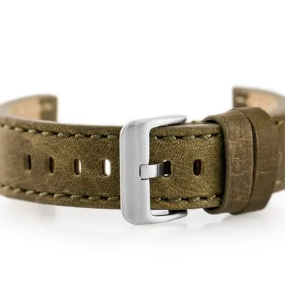 Pasek skórzany do zegarka w48 - premium - oliwkowy - 24mm