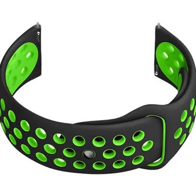 Pasek gumowy do smartwatch u11 - czarny/zielony - 20mm