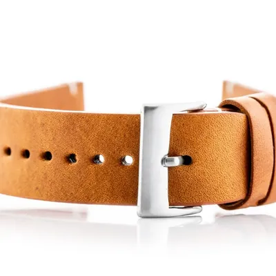 Pasek skórzany do zegarka w118 - camel - 22mm