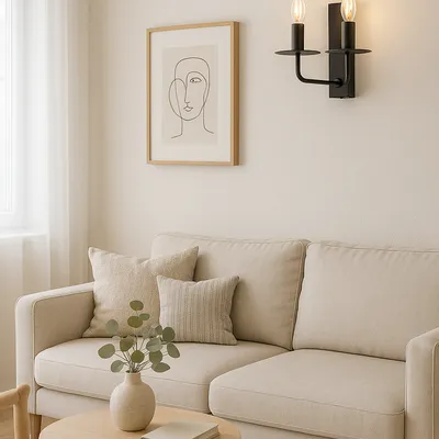 Kinkiet ścienny ELISSE 2płomienny czarny z talerzykiem – minimalistyczny design i elegancja w jednym