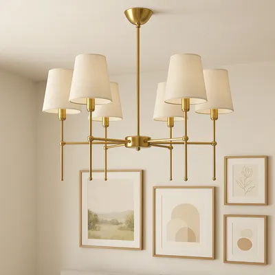 Lampa sufitowa AURORA – elegancki żyrandol z mosiądzu 6-ramienny